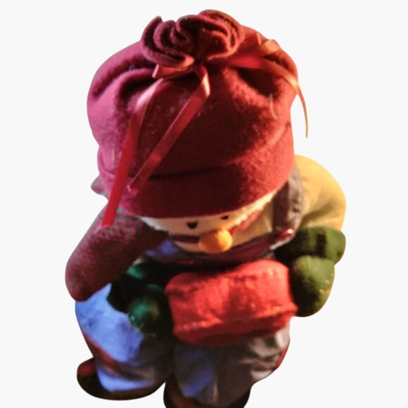 Handcrafted Snowman Doll Large Self Sitter Holding Heart 30 inch - Picture 7 of 9